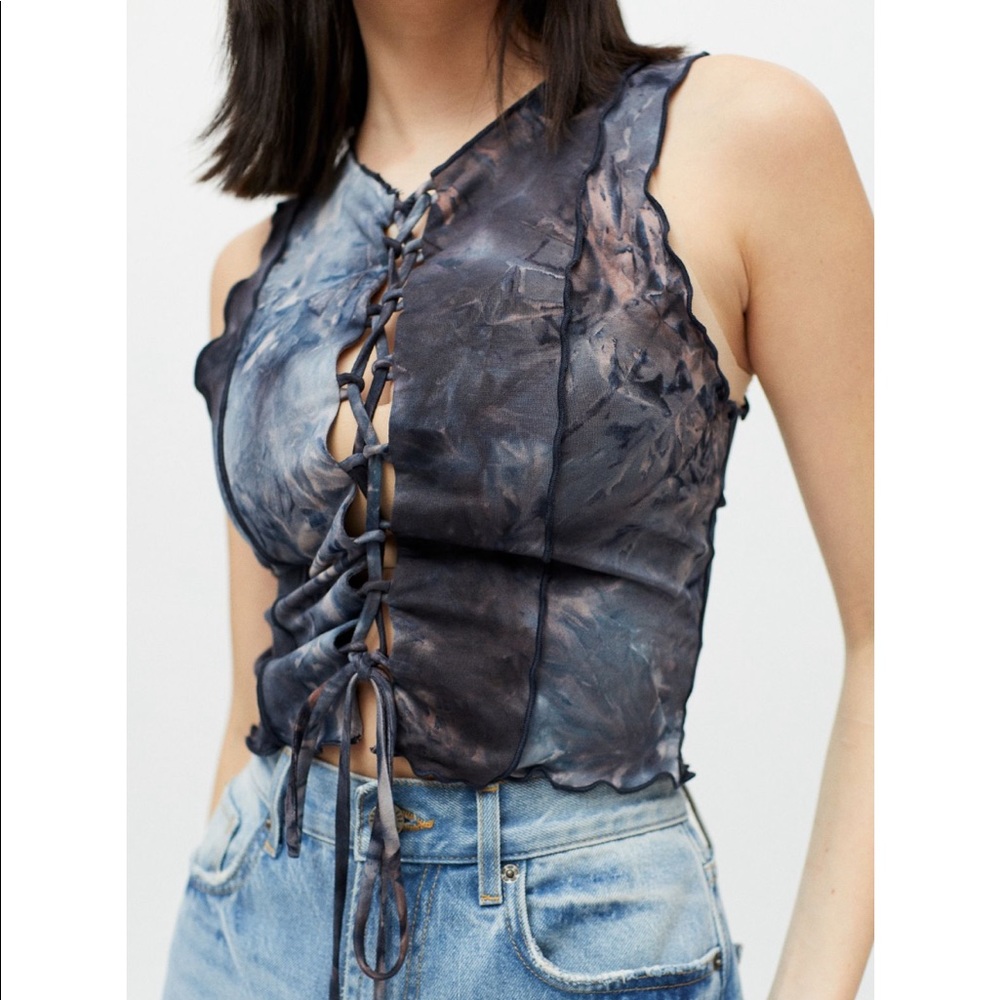 Urban outfitters dark dye tech lace-up top size L